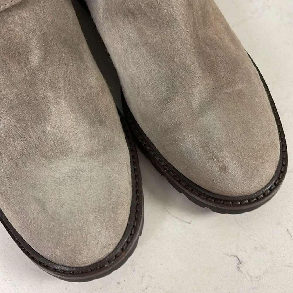 COACH Suede Leather 'GATES' MOTO STUDDED LOW BOOTS Size 8.5 Gray